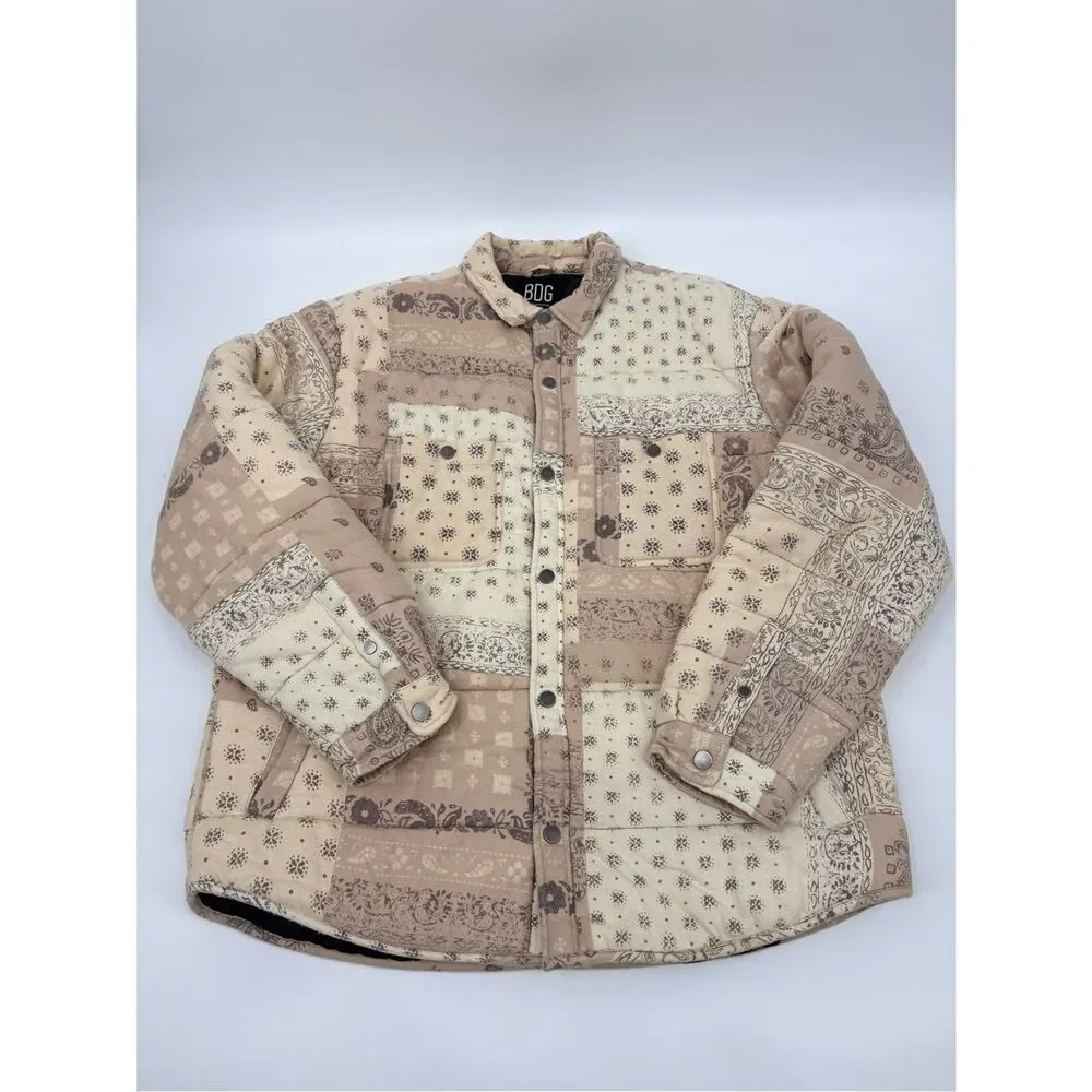 Urban outfitters | ecru bandana Quilted Patchwork Shirt Jacket - Beige
